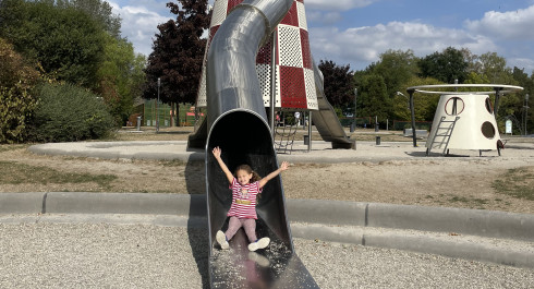 Space themed playground at park Kaltreis in Bonnevoie