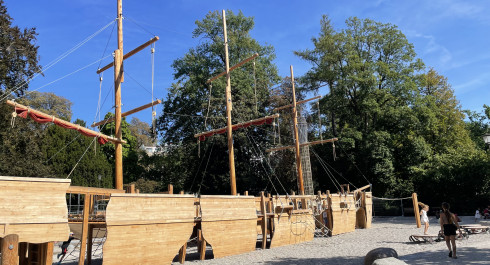 Pirate ship playground in the municipal park of Luxembourg City